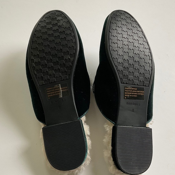 BIRDIES Phoebe Faux Fur Velvet Mule Slide Emerald Green Size 8 - Picture 4 of 7